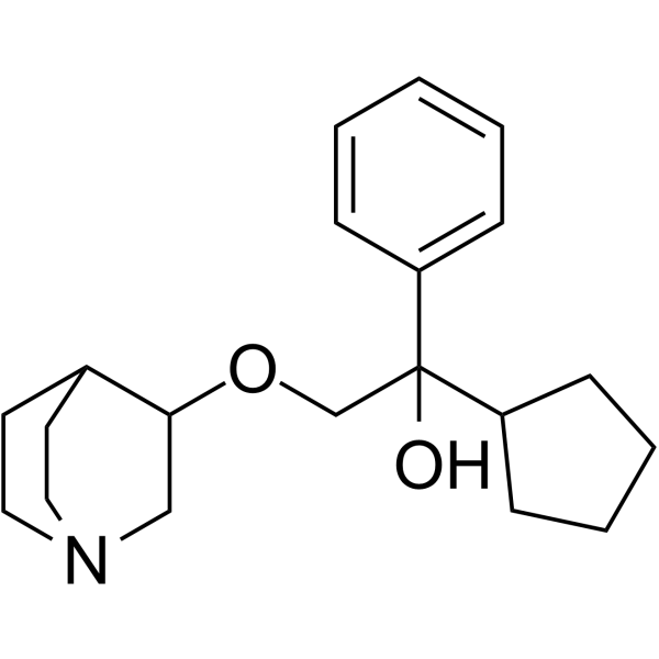 3-(2-苯基-2-环戊基-2-羟基乙氧基)奎宁环结构式