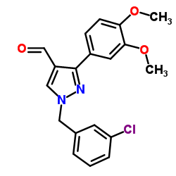 1-(3-Chlorobenzyl)-3-(3,4-dimethoxyphenyl)-1H-pyrazole-4-carbaldehyde结构式