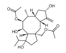 [2S,3aα,6aα,10aα,(-)]-9aβ-(Acetoxymethyl)tetradecahydro-7-isopropyl-4β-methyl-1-methylenedicyclopenta[a,d]cyclooctene-2β,5α,6α,7β-tetrol 5-acetate Structure