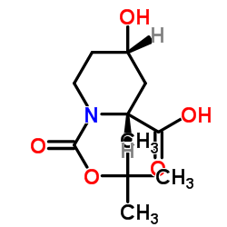(2R,4S)-1-(Tert-butoxycarbonyl)-4-hydroxypiperidine-2-carboxylic acid结构式