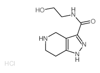 N-(2-Hydroxyethyl)-4,5,6,7-tetrahydro-1H-pyrazolo-[4,3-c]pyridine-3-carboxamide hydrochloride结构式