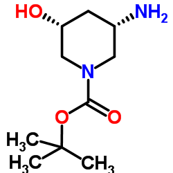 2-Methyl-2-propanyl (3S,5R)-3-amino-5-hydroxy-1-piperidinecarboxylate structure