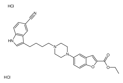 ethyl 5-(4-(4-(5-cyano-1H-indol-3-yl)butyl)piperazin-1-yl)benzofuran-2-carboxylate (dihydrochloride) Structure