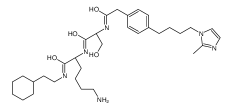 (2S)-6-amino-N-(2-cyclohexylethyl)-2-[[(2S)-3-hydroxy-2-[[2-[4-[4-(2-methylimidazol-1-yl)butyl]phenyl]acetyl]amino]propanoyl]amino]hexanamide Structure