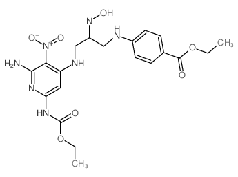 Benzoic acid,4-[[3-[[2-amino-6-[(ethoxycarbonyl)amino]-3-nitro-4-pyridinyl]amino]-2-(hydroxyimino)propyl]amino]-,ethyl ester picture