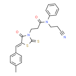 (E)-N-(2-cyanoethyl)-3-(5-(4-methylbenzylidene)-4-oxo-2-thioxothiazolidin-3-yl)-N-phenylpropanamide结构式