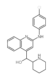 [2-[(4-chlorophenyl)amino]quinolin-4-yl]-(2-piperidyl)methanol structure