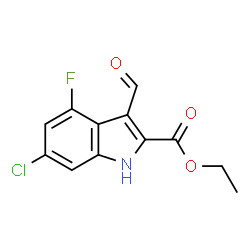 1H-INDOLE-2-CARBOXYLIC ACID,6-CHLORO-4-FLUORO-3-FORMYL-,ETHYL ESTER Structure