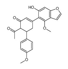 6-Acetyl-3-(6-hydroxy-4-methoxy-benzofuran-5-yl)-5-(4-methoxy-phenyl)-cyclohex-2-enone Structure