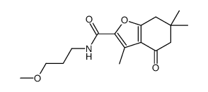 N-(3-methoxypropyl)-3,6,6-trimethyl-4-oxo-5,7-dihydro-1-benzofuran-2-carboxamide结构式