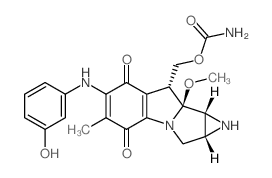 Azirino[2,3:3,4]pyrrolo[1,2-a]indole-4,7-dione, 8-[[(aminocarbonyl)oxy]methyl]-1,1a,2,8,8a, 8b-hexahydro-6-[(3-hydroxyphenyl)amino]-8a-methoxy-5-methyl, [1aR-(1a.alpha.,8.beta.,8a.alpha.,8b.alpha.)]- Structure