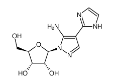 5-amino-1-(β-D-ribofuranosyl)-4-(imidazol-2-yl)pyrazole结构式