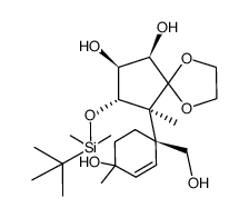 (6R,7S,8S,9S)-8-((tert-butyldimethylsilyl)oxy)-9-((1R)-4-hydroxy-1-(hydroxymethyl)-4-methylcyclohex-2-en-1-yl)-9-methyl-1,4-dioxaspiro[4.4]nonane-6,7-diol Structure