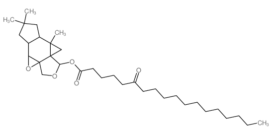 Octadecanoic acid,6-oxo-,octahydro-5a,7,7-trimethyl-2H,4H-cycloprop[4,5]oxireno[6,7]indeno[5,6-c]furan-4-ylester, [4R-(1aS*,4a,4aS*,5ab,5ba,8aa,8bb)]- (9CI)结构式