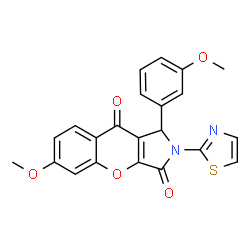 6-Methoxy-1-(3-methoxyphenyl)-2-(1,3-thiazol-2-yl)-1,2-dihydrochromeno[2,3-c]pyrrole-3,9-dione结构式