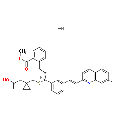 {1-[({(1R)-1-{3-[(E)-2-(7-Chloro-2-quinolinyl)vinyl]phenyl}-3-[2-(methoxycarbonyl)phenyl]propyl}sulfanyl)methyl]cyclopropyl}acetic acid hydrochloride (1:1) Structure