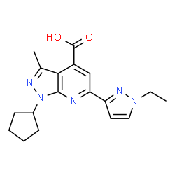 1-Cyclopentyl-6-(1-ethyl-1H-pyrazol-3-yl)-3-methyl-1H-pyrazolo[3,4-b]pyridine-4-carboxylic acid图片