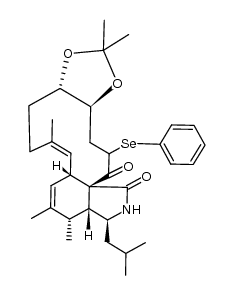 (17S,18S)-17,18-isopropylidenedioxy-14-methyl-20-phenylseleno-10-prop-2'-yl-[11]cytochalasa-6(7),13Z,-diene-1,21-dione结构式