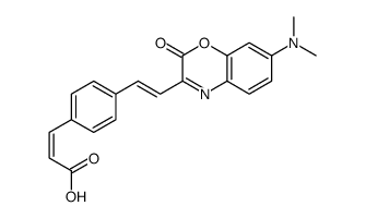4-(beta-(7-dimethylamino-1,4-benzoxazin-2-one-3-yl)vinyl)phenylpropenoic acid structure