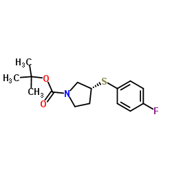 (R)-3-(4-Fluoro-phenylsulfanyl)-pyrrolidine-1-carboxylic acid tert-butyl ester structure