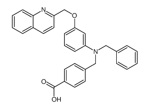 4-[[N-benzyl-3-(quinolin-2-ylmethoxy)anilino]methyl]benzoic acid Structure