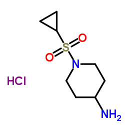 1-(Cyclopropylsulfonyl)-4-piperidinamine hydrochloride (1:1)结构式