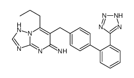 2-propyl-3-[[4-[2-(2H-tetrazol-5-yl)phenyl]phenyl]methyl]-1,5,7,9-tetr azabicyclo[4.3.0]nona-2,4,6,8-tetraen-4-amine structure