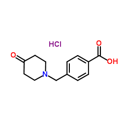 4-[(4-Oxo-1-piperidinyl)methyl]benzoic acid hydrochloride (1:1) structure
