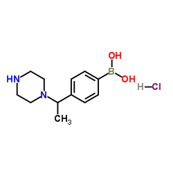 {4-[1-(1-Piperazinyl)ethyl]phenyl}boronic acid hydrochloride (1:1) Structure