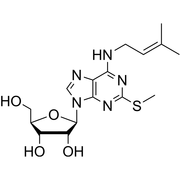 2-methylthio-N-6-isopentenyladenosine结构式