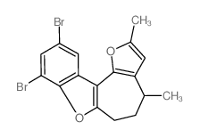 4H-Furo[2',3':3,4]cyclohepta[1,2-b]benzofuran, 8,10-dibromo-5,6-dihydro-2,4-dimethyl- (en) Structure