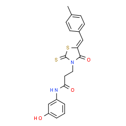 (Z)-N-(3-hydroxyphenyl)-3-(5-(4-methylbenzylidene)-4-oxo-2-thioxothiazolidin-3-yl)propanamide Structure