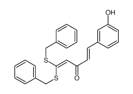 1,1-bis(benzylsulfanyl)-5-(3-hydroxyphenyl)penta-1,4-dien-3-one结构式