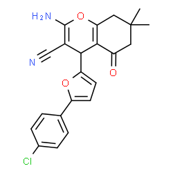 2-Amino-4-[5-(4-chloro-phenyl)-furan-2-yl]-7,7-dimethyl-5-oxo-5,6,7,8-tetrahydro-4H-chromene-3-carbonitrile结构式