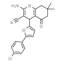 2-Amino-4-[5-(4-chloro-phenyl)-furan-2-yl]-7,7-dimethyl-5-oxo-5,6,7,8-tetrahydro-4H-chromene-3-carbonitrile structure