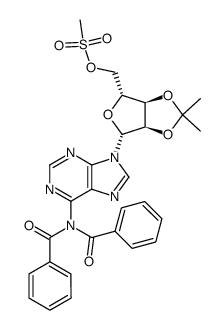 N6,N6-dibenzoyl-5'-O-mesyl-2',3'-O-isopropylidene adenosine结构式