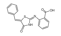 2-(5-benzylidene-4-oxo-thiazolidin-2-ylideneamino)benzoic acid结构式