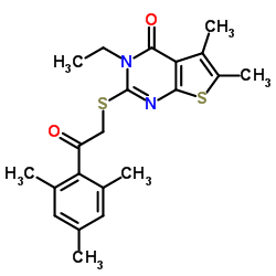 3-Ethyl-2-[(2-mesityl-2-oxoethyl)sulfanyl]-5,6-dimethylthieno[2,3-d]pyrimidin-4(3H)-one结构式