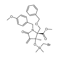methyl (2R,3S)-2-((benzyloxy)methyl)-3-(((bromomethyl)dimethylsilyl)oxy)-1-(4-methoxybenzyl)-3-methyl-4-methylene-5-oxopyrrolidine-2-carboxylate结构式