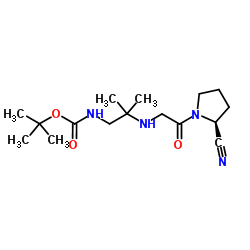 (S)-tert-butyl 2-(2-(2-cyanopyrrolidin-1-yl)-2-oxoethylamino)-2-Methylpropylcarbamate结构式