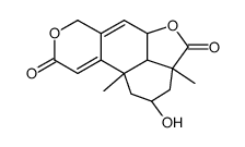 3β,6β,17-Trihydroxy-13,14,15,16-tetranorlabda-7,9(11)-diene-12,19-dioic acid 12,17:19,6-dilactone structure