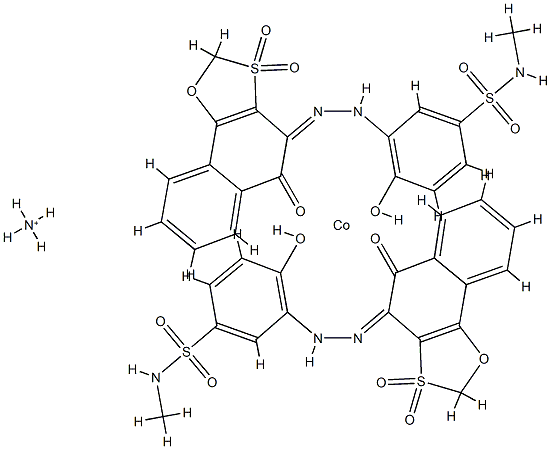 ammonium bis[4-hydroxy-3-[(5-hydroxynaphth[2,1-d]-1,3-oxathiol-4-yl)azo]-N-methylbenzenesulphonamide S,S-dioxidato(2-)]cobaltate(1-)结构式