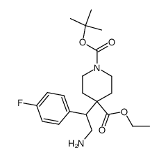 rac-4-(2-arnino-1-phenyl-ethyl)-1-tert-butyl-piperidine-1,4-dicarboxylic acid ethyl ester结构式