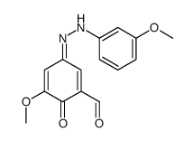 5-methoxy-3-[(3-methoxyphenyl)hydrazinylidene]-6-oxocyclohexa-1,4-diene-1-carbaldehyde结构式