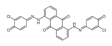 1,5-bis[2-(3-chloro-4-oxocyclohexa-2,5-dien-1-ylidene)hydrazinyl]anthracene-9,10-dione结构式