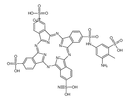 trihydrogen [22-[[(3-amino-5-sulpho-p-tolyl)amino]sulphonyl]-15-(sulphamoyl)-29H,31H-phthalocyanine-1,8-disulphonato(5-)-N29,N30,N31,N32]cuprate(3-)结构式
