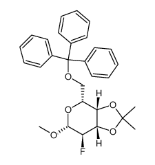 methyl 2-deoxy-2-fluoro-3,4-O-isopropylidene-6-O-trityl-β-D-galactopyranoside Structure