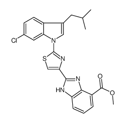 methyl 2-{2-[6-chloro-3-isobutyl-1H-indol-1-yl]-1,3-thiazol-4-yl}-1H-benzimidazole-4-carboxylate结构式