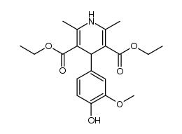 diethyl 4-(4-hydroxy-3-methoxyphenyl)-2,6-dimethyl-1,4-dihydropyridine-3,5-dicarboxylate structure