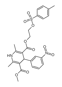 2,6-Dimethyl-4-(3-nitro-phenyl)-1,4-dihydro-pyridine-3,5-dicarboxylic acid 3-methyl ester 5-[2-(toluene-4-sulfonyloxy)-ethyl] ester结构式